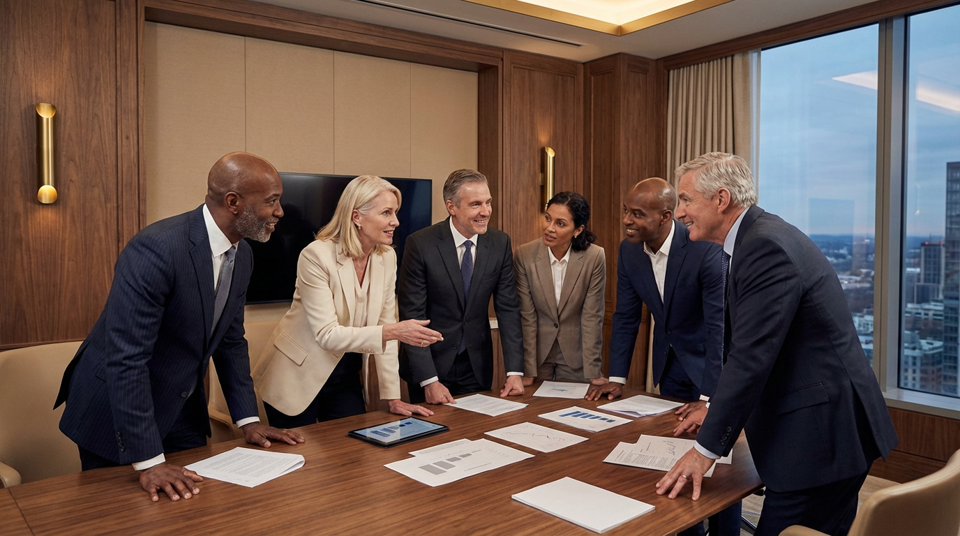 SEBO Enterprises team discussing investment strategy